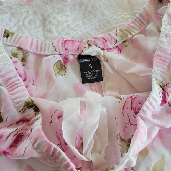 Fantasies by Morgan Taylor Floral Lace Cami & Shorts Set Women’s Small Pink Gree - Picture 2 of 8